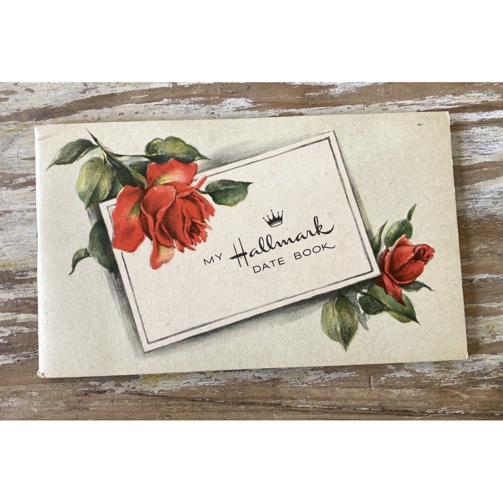 Vintage paper diary calendar My Hallmark Date Book unused 1951 flowers roses
